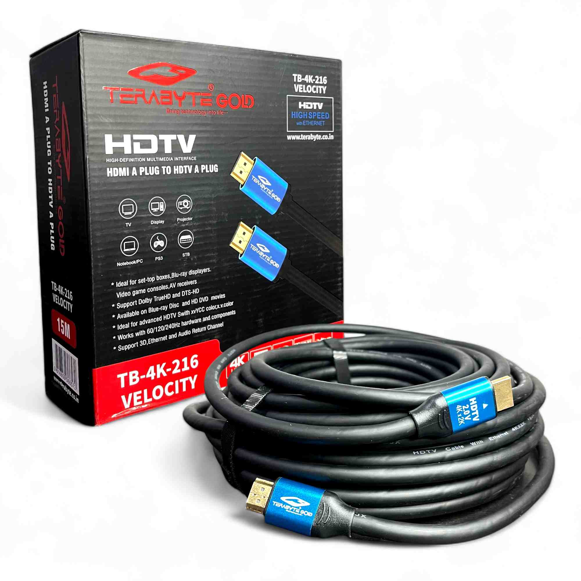 Terabyte Gold Velocity 4K HDTV 2.0V Cables | 4k x 2k, 2160P| Ideal for LED, Plasma, Gaming, Home Theater, Video Wall Terabyte Gold Velocity 4K HDTV 2.0V Cables | 4k x 2k, 2160P| Ideal for LED, Plasma, Gaming, Home Theater, Video Wall